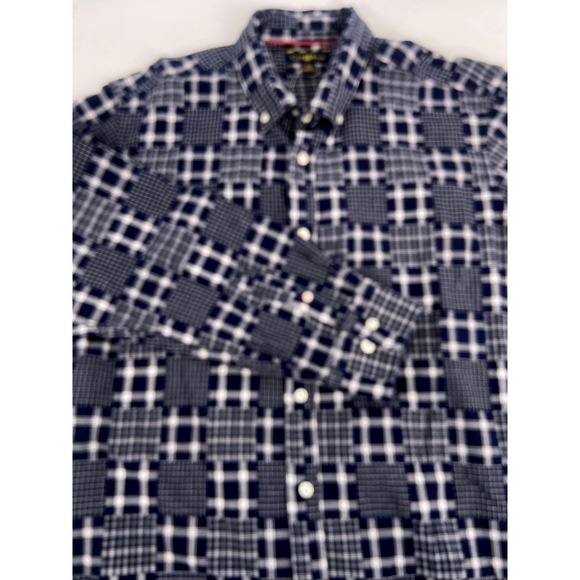 Club Room Other - Club Room Mens Size XL Blue/ White Plaid Patchwork Long Sleeve Button Down Shirt